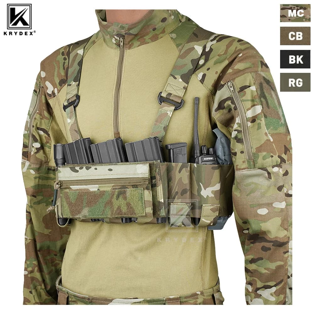 KRYDEX Tattico Ready Chest Rig Fascia elastica 5.56 Magazine Radio Pouch Nascosto Carry Low Vis Vest Sticky GP Candy Pouch