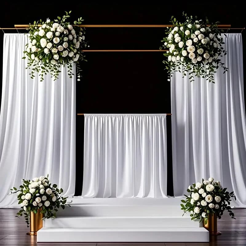 Christmas curtains with satin background Background curtains in silky fabric without folds for baby shower, birthday party, year-end dance