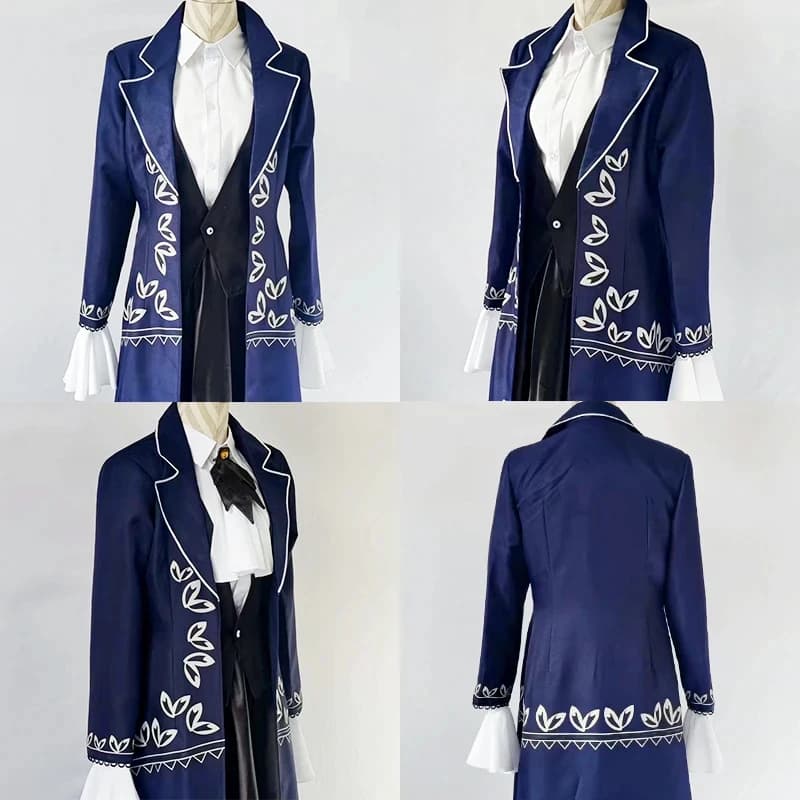 A'5,b/Game Library Of Ruina Angela Cosplay Costume Blue Long Coat Uniform Men Women Halloween Party Carnival Role Play5,j'8.k/4\