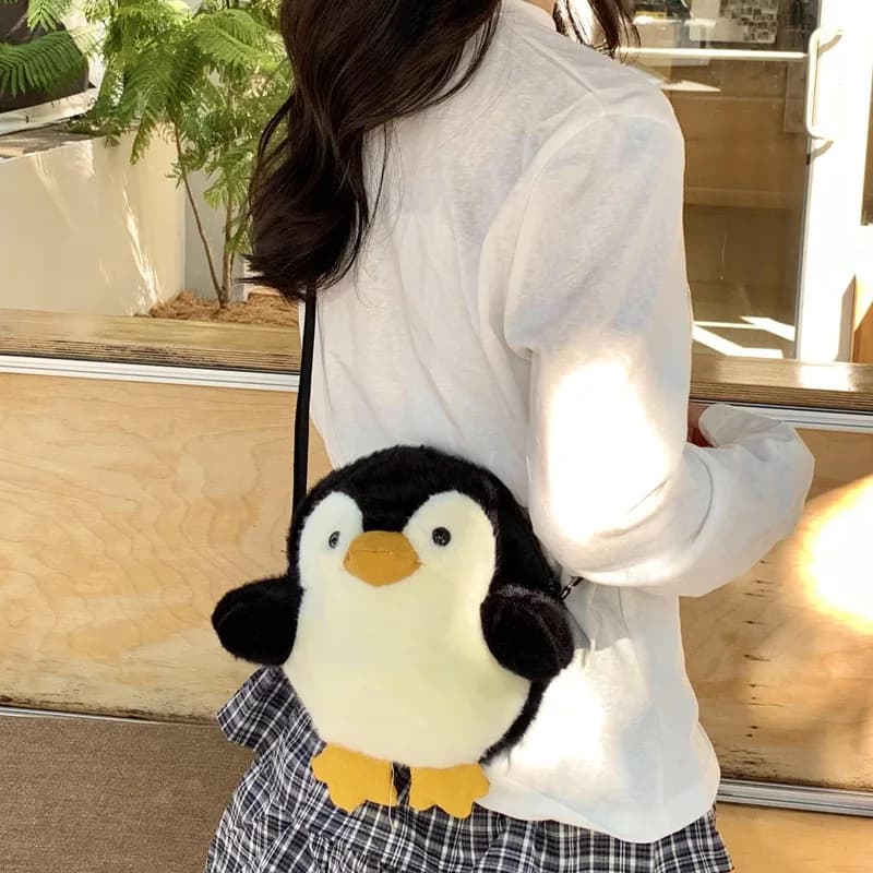 Nuovo cartone animato peluche pinguino borsa a tracolla bambola giocattolo simpatico animale pinguino peluche ripiene portamonete fuori zaino da viaggio regalo per bambini