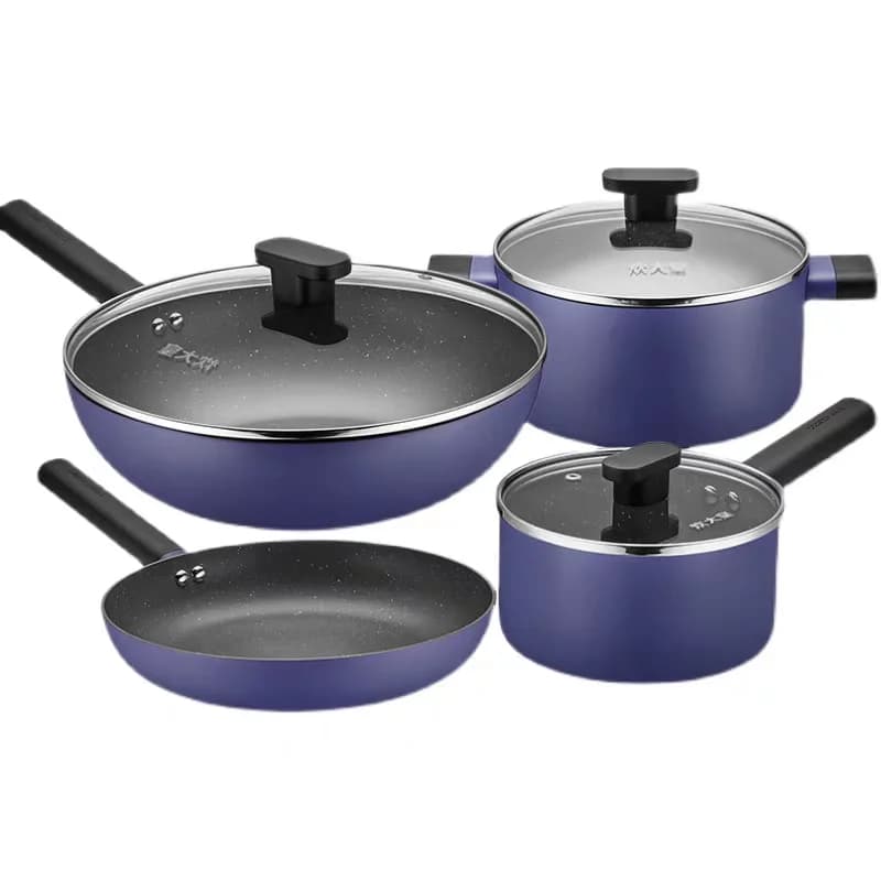 Non-stick frying pan Granite Stone Coating Fried frying pan for onion soup in die-cast aluminium Cooking pots (Blu)