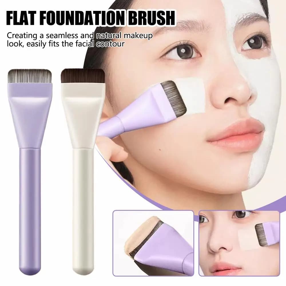 Brush set for flat foundation, multipurpose foundation brush, smooth and ultrafine nylon bristles, oval-shaped foundation brush, Perf