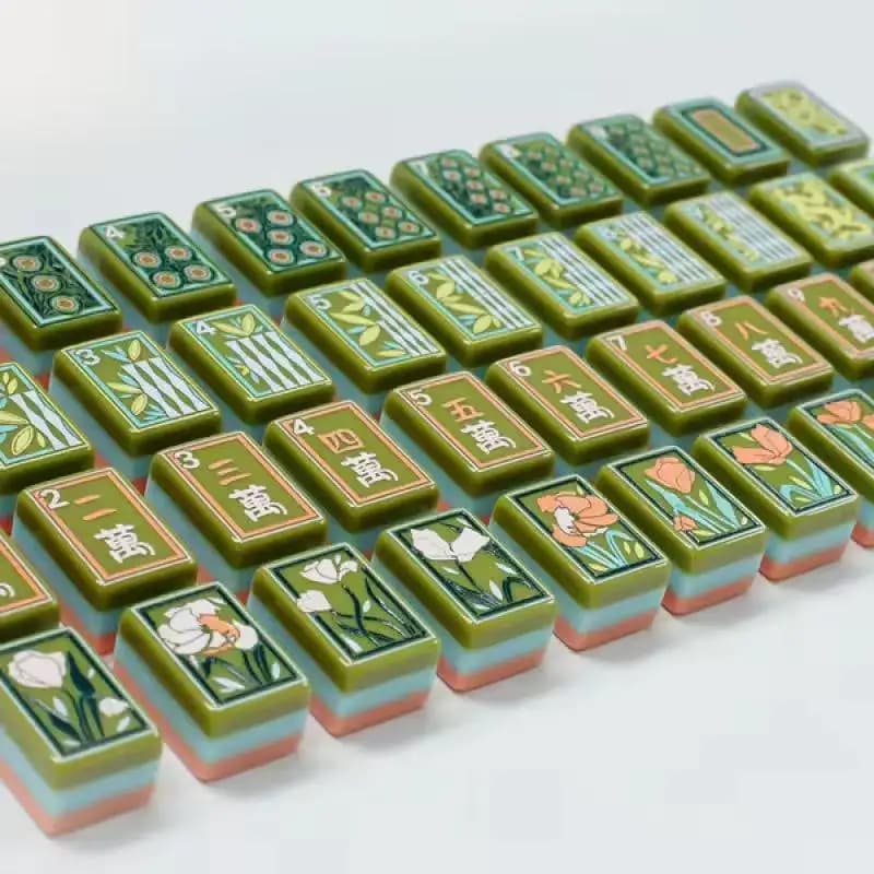 Tessere da mahjong in stile americano a 4 strati in cristallo verde, realizzate in materiale acrilico, set da gioco da tavolo di alta gamma