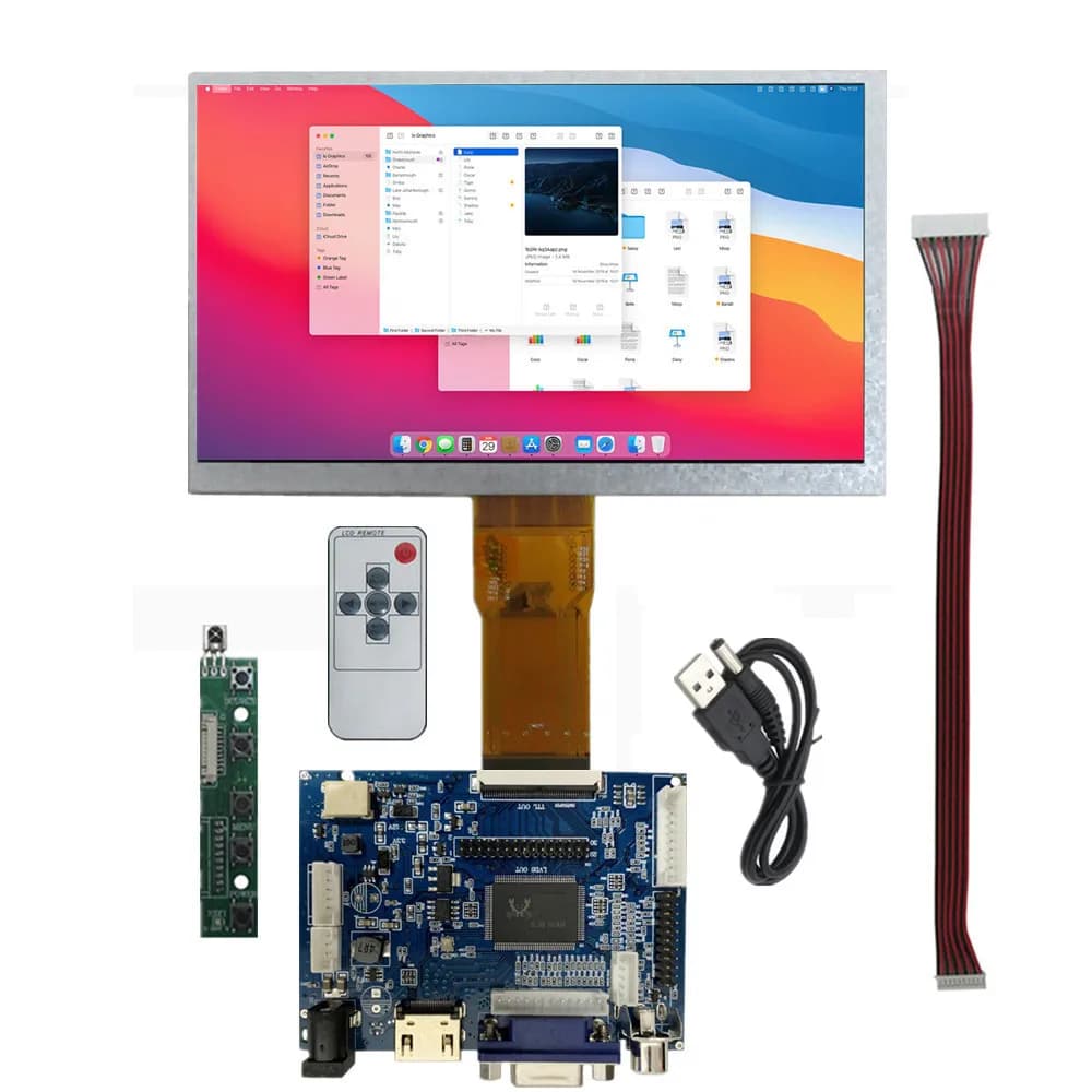 Monitor portatile compatibile HDMI da 7 pollici 1024x600 con display LCD HD e scheda driver VGA AV per Raspberry Pi PC
