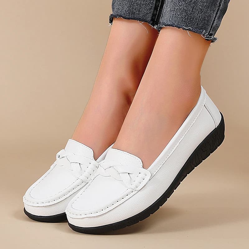 Scarpe Basse da Donna, Mocassini con Plateau alla Moda, Mocassini in Vera Pelle, Scarpe di Lusso per Donna