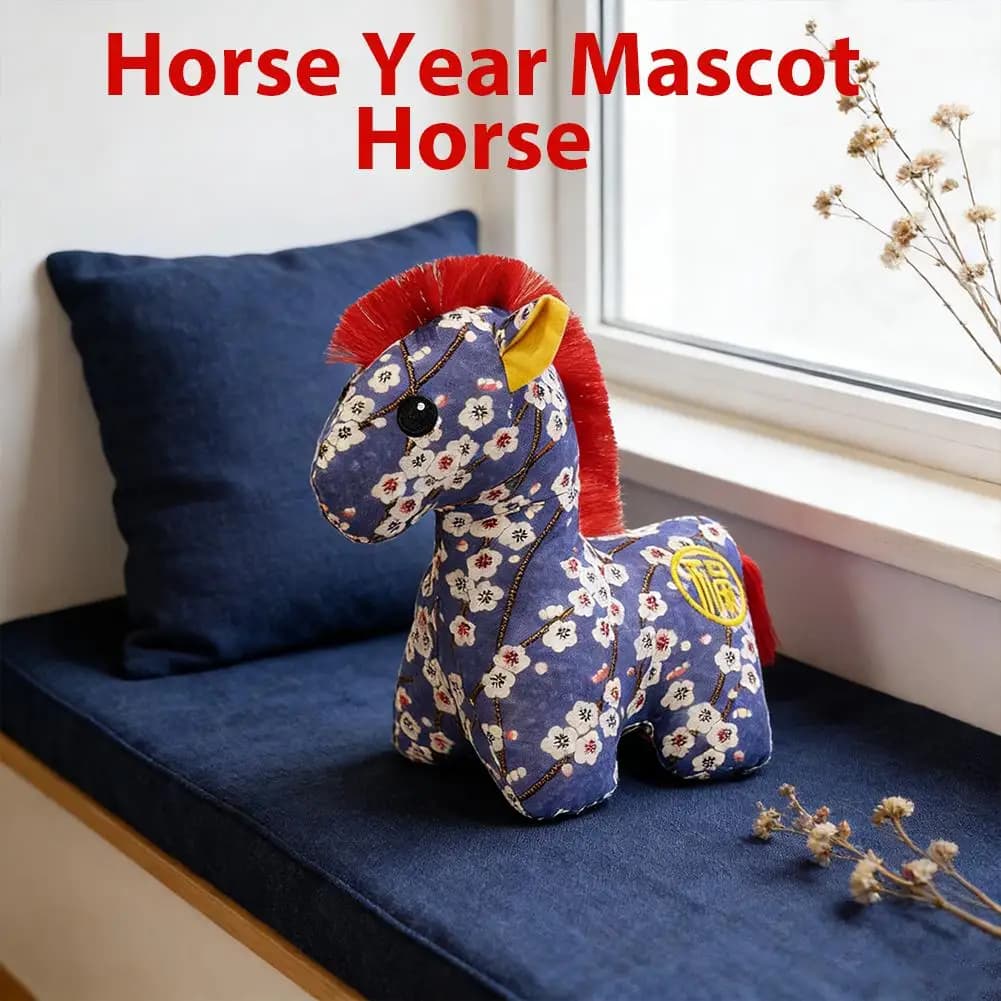 Peluche Cavallo 16CM Anno 2026, Bambola Cavallo Zodiacale Portafortuna per Regalo di Capodanno, Morbido Animale di Peluche da Collezione