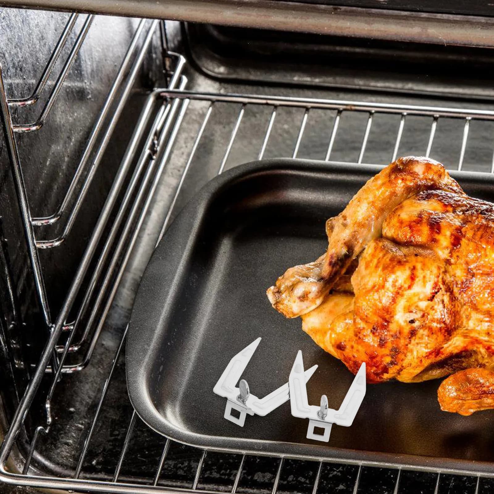 2 Pezzi Spiedini Girevoli Universali in Acciaio Inossidabile Resistente per Friggitrice ad Aria, Forno Tostapane, Griglia Rotante e Barbecue
