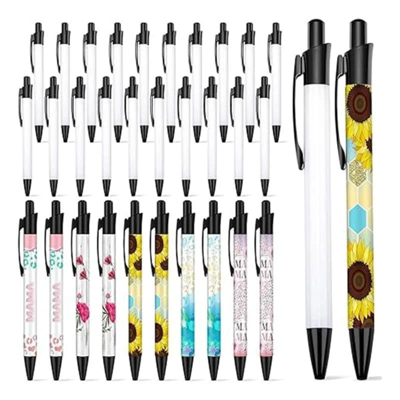 Retractable Ballpoint Pen with Shrink Films, Sublimation Pens Blank Heat Transfer Ballpoint Pen for Full Printing Pens best sale