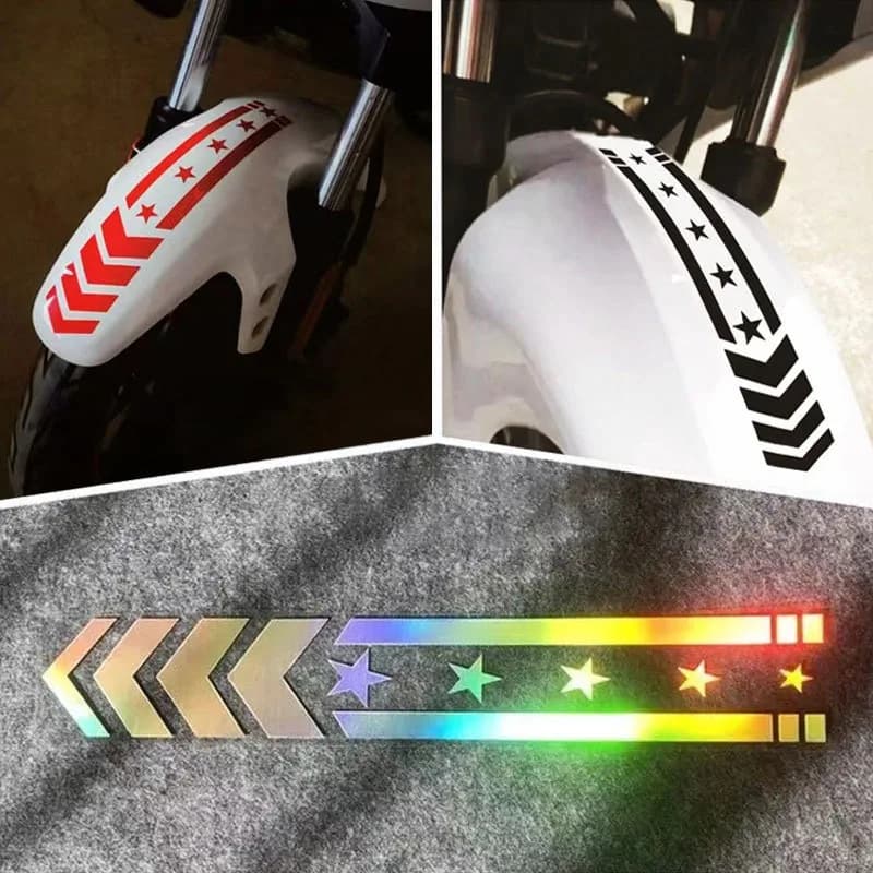 Adesivi Riflettenti per Parafango in 2 Pezzi, Resistenti all'Acqua e all'Olio in PVC, Universali per Moto, Scooter e Bici Elettriche