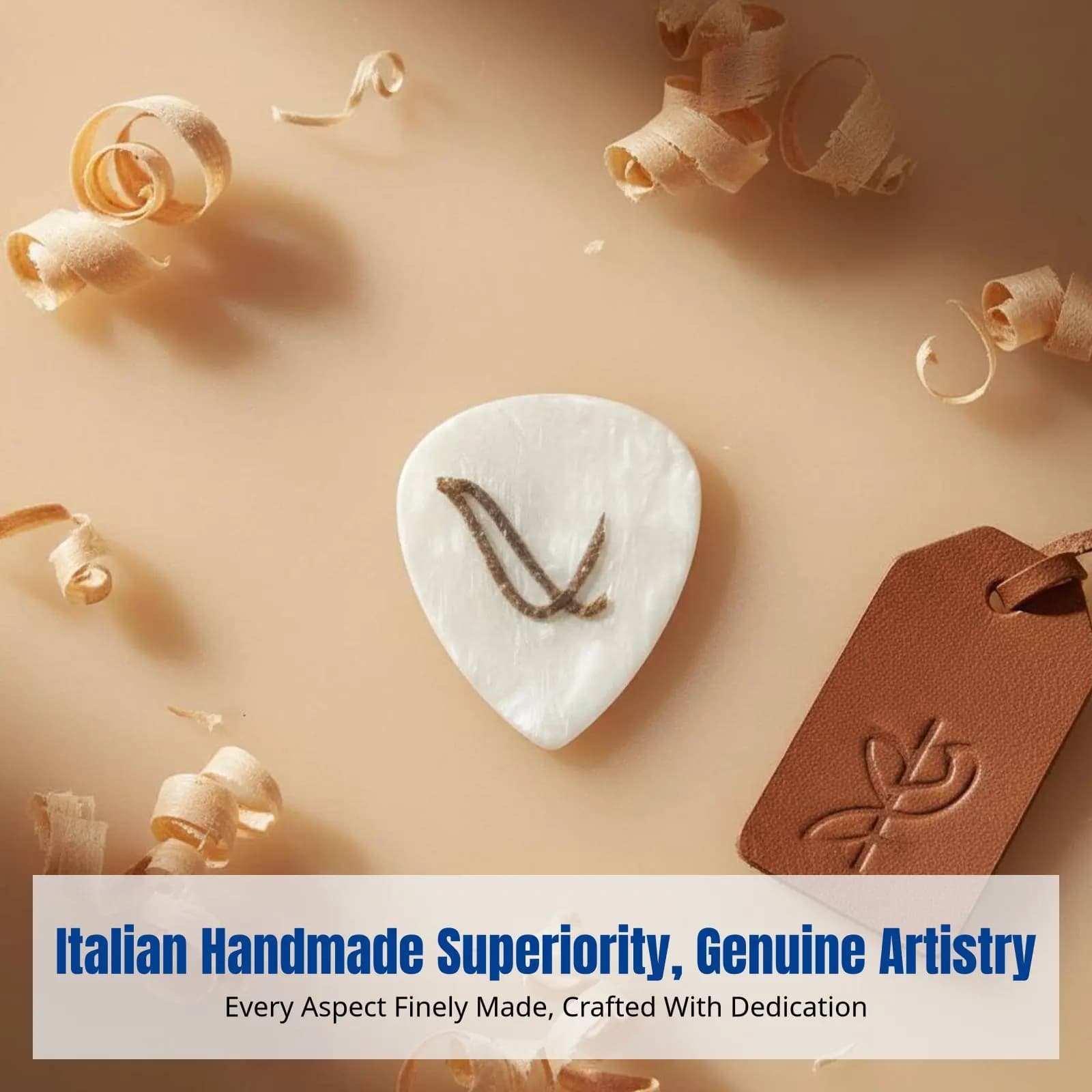 Plettro per Chitarra Elettrica Fatto a Mano, Artigianato Italiano, Osso, Ebano, Noce di Cocco, Texture Unica, Regalo per Musicisti