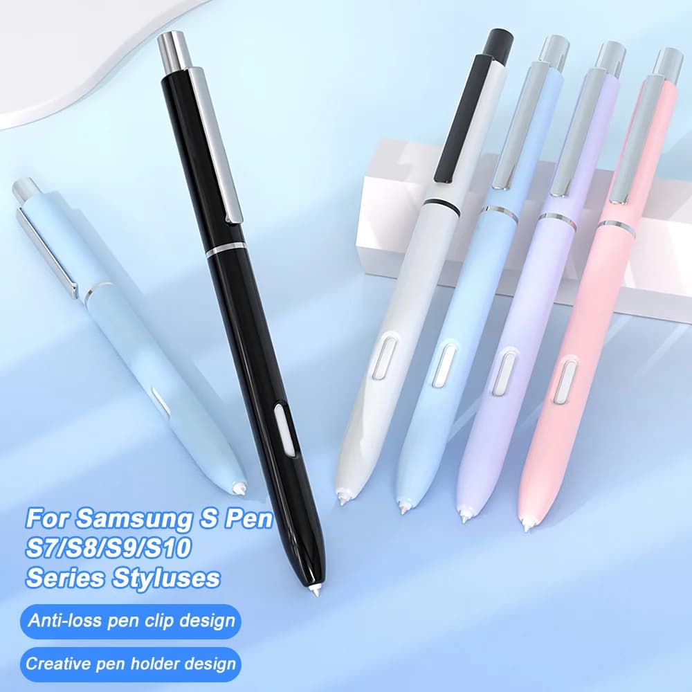 Stylus Protective Cover Tablet Touch Pencil Case Pen Sleeve for Samsung Galaxy S Pen S7/S8/S9/S10 Anti‑Lost Metal Clip Pen