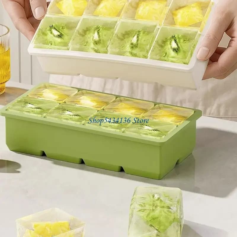 Congelatori in silicone con vassoio per cubetti ghiaccio grandi dimensioni H7ED, design flessibile e sicuro facile
