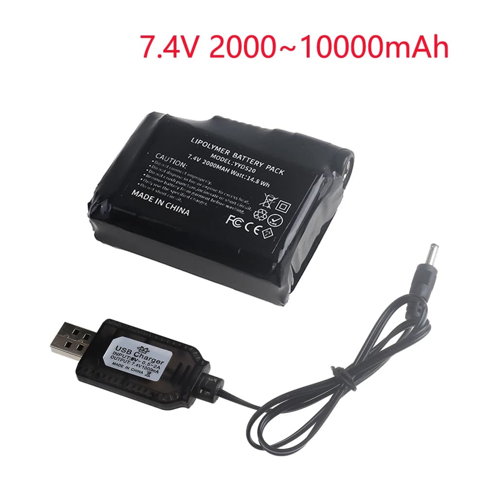 Batteria ai Polimeri di Litio per Guanti, Gilet e Calze Riscaldati, Batteria Ricaricabile 7.4V 2000/3000/6800/10000mAh con USB per Abbigliamento Riscaldato