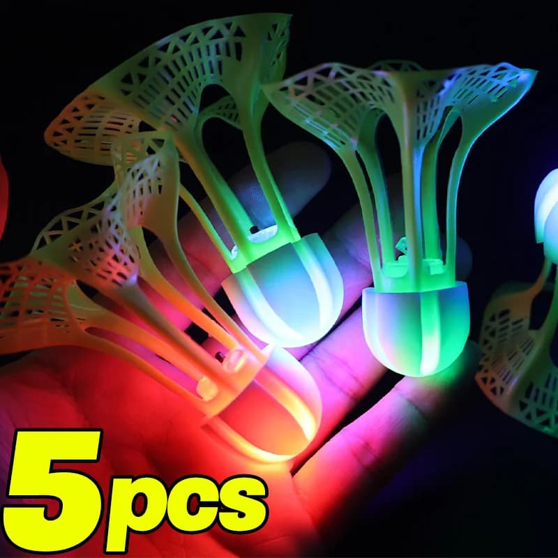 Volano da Badminton Luminoso Antivento per Gioco Notturno all'Aperto, LED che si Illumina al Buio, con Gonna in Nylon Cavo, Portatile, Nessuna Ricarica Necessaria