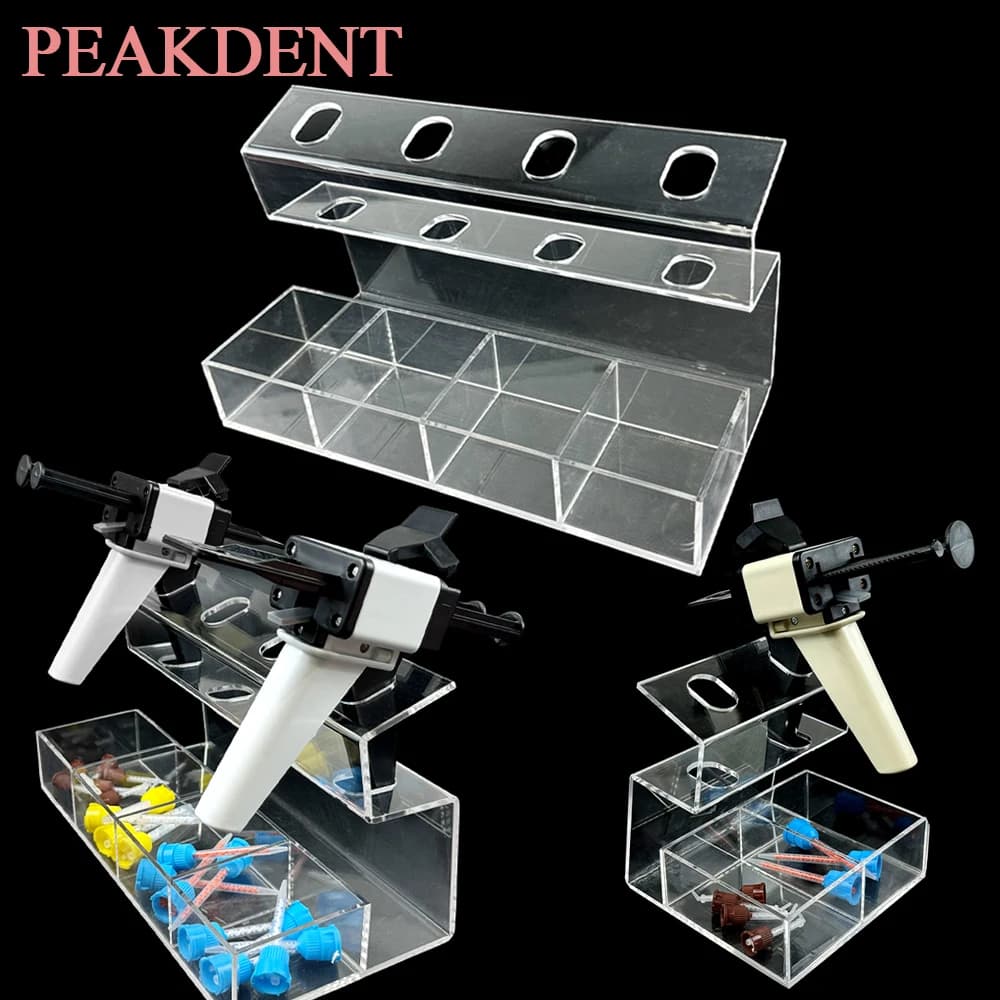 Acrylic Storage Box for 2/4 Hole Dental Footprint Mixing Tips, Mixer Pipe Organizer and Mixer Gun Holder