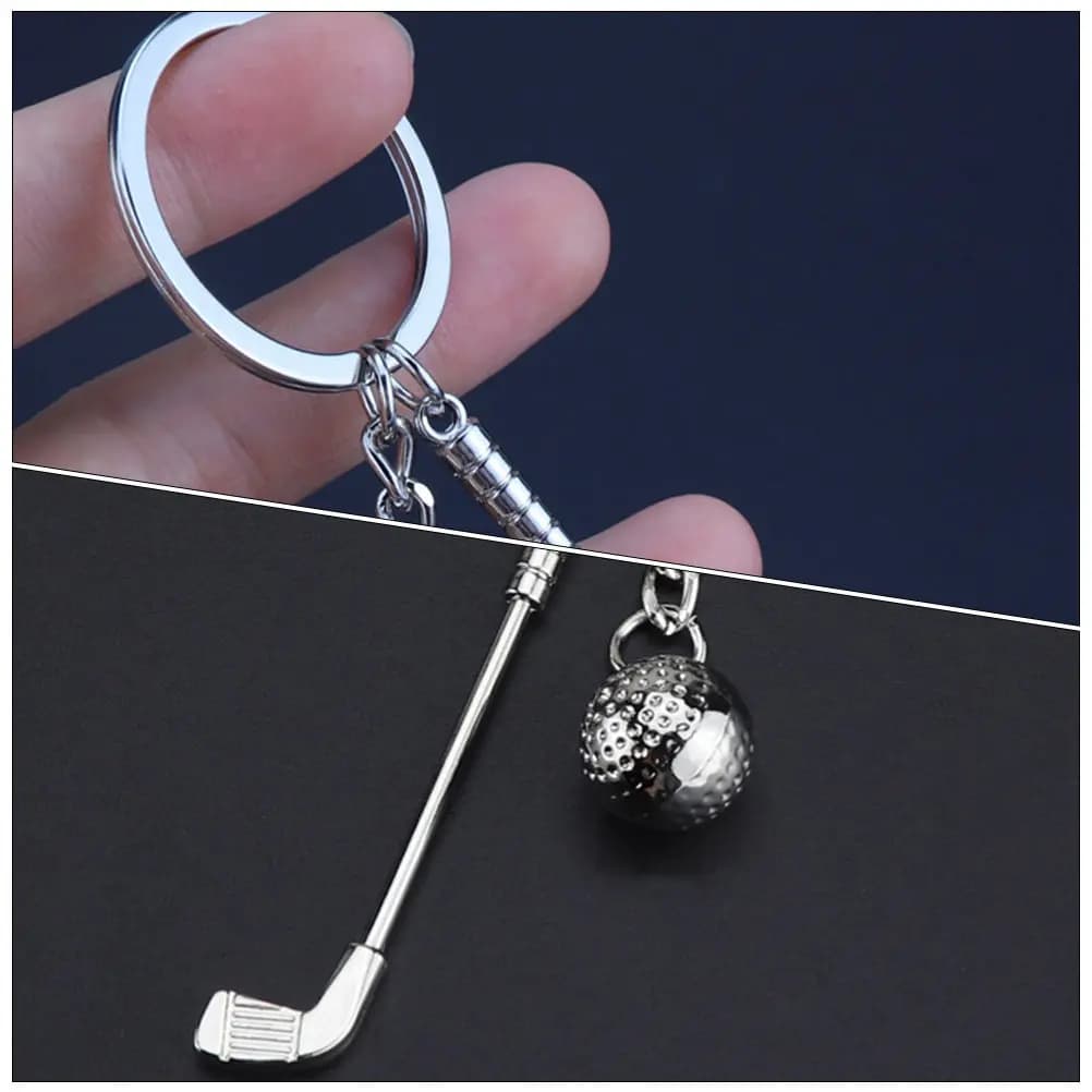 Portachiavi con pallina da golf, 3 pezzi, in lega di zinco, leggero, robusto, con ciondolo, portachiavi, borsa sportiva, ornamento per zaino