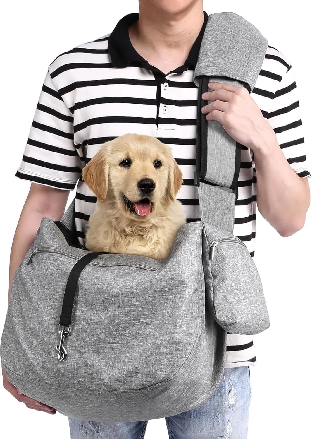 Borsa a tracolla extra large per cani/gatti fino a 11 kg, reversibile, a mani libere, con tracolla regolabile e tasca