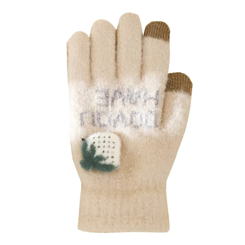 Autumn and winter heats, cold-resistant fleece touch screen gloves, cute women, hand socks in thick heels for cycling