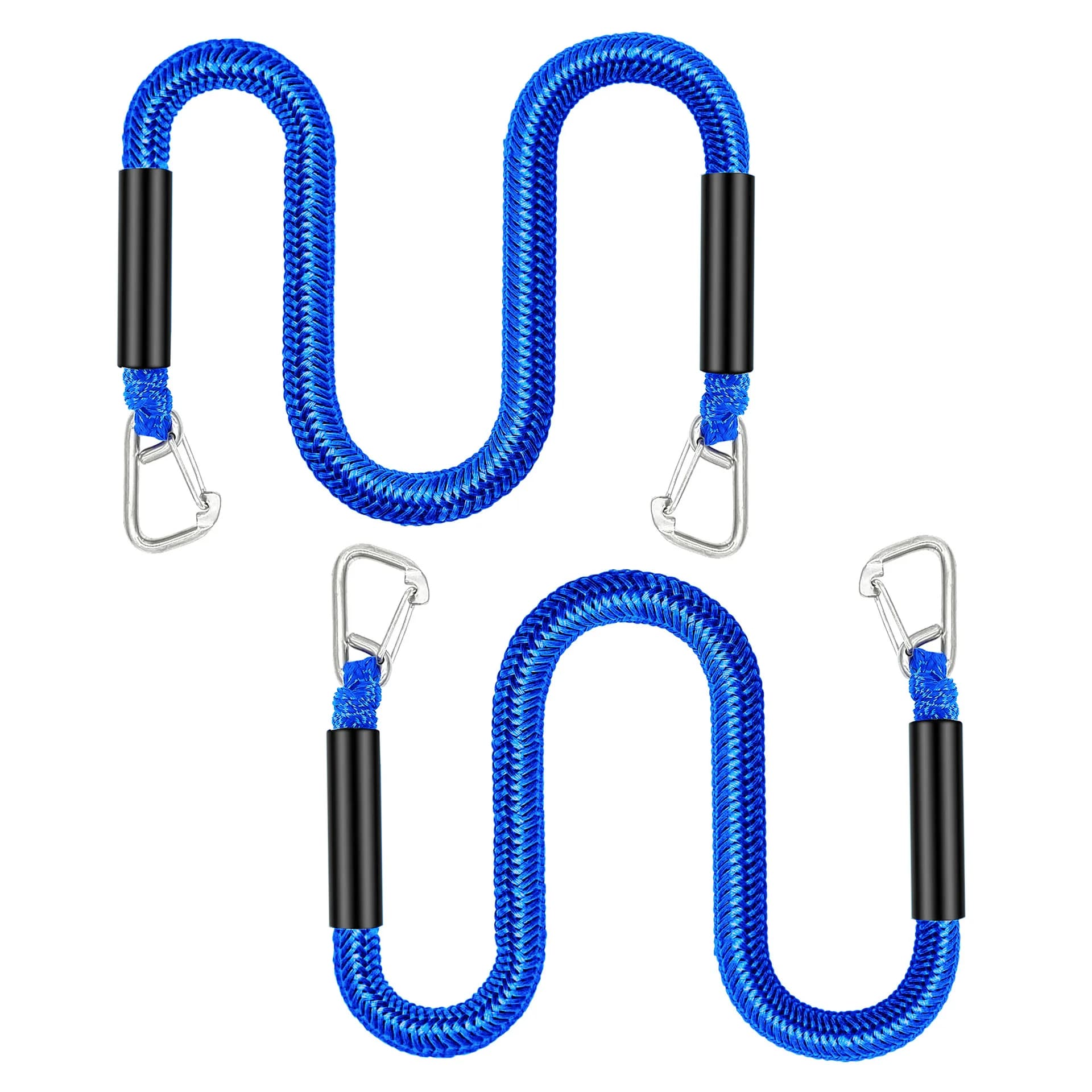 4FT Double Hooks Dock Line Bungee Boat Rope, Elastic Shock Absorbing Mooring Line for Kayak Canoe Rubber Boat Pontoon