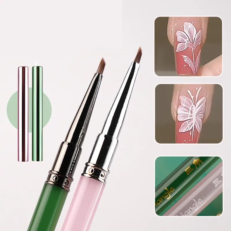 1 pz verde rosa pennello triangolare Nail Art pennello pittura disegno penna Gel acrilico pennello di estensione UV
