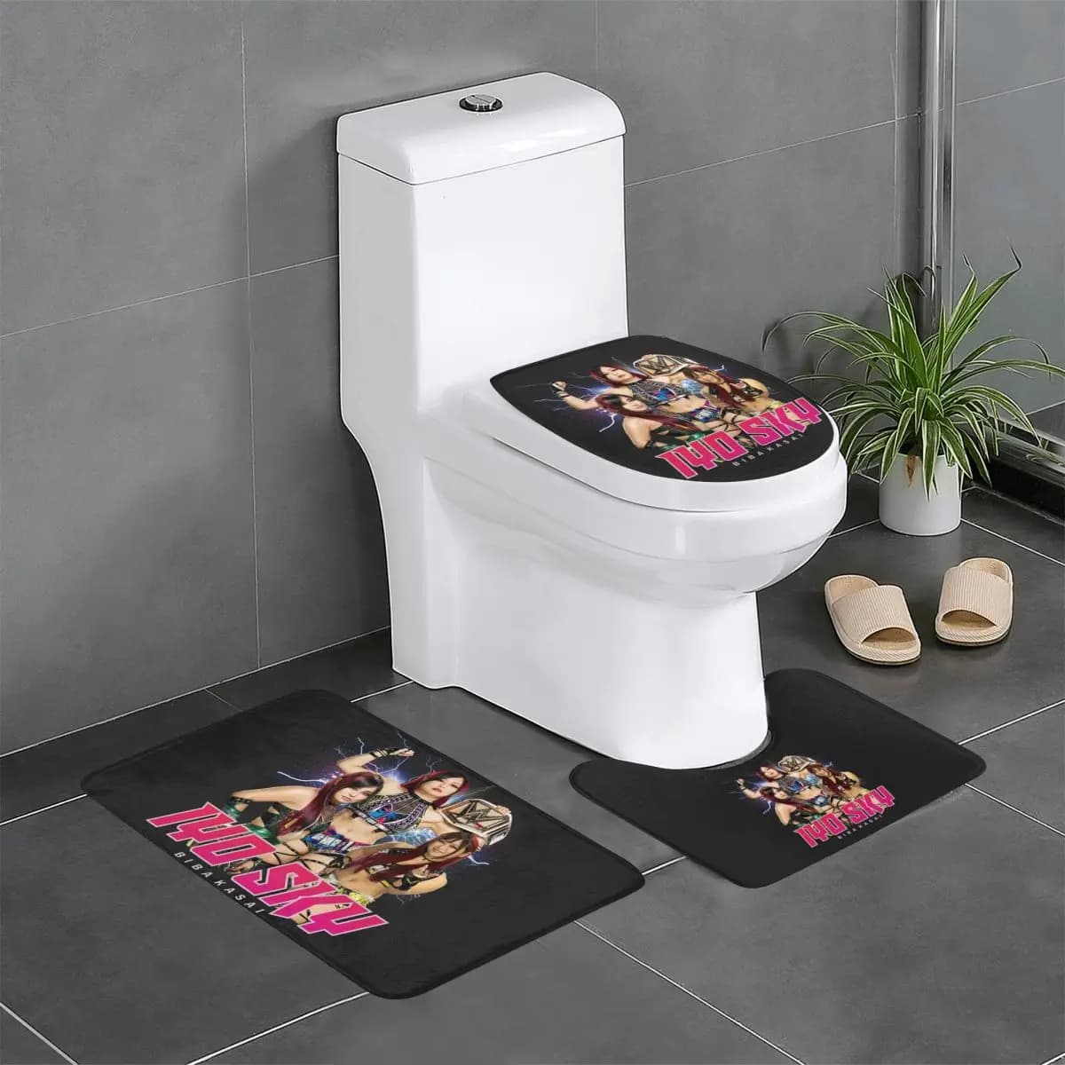 Iyo Sky Tappetino da bagno 3 pezzi Set da bagno Copriwater Copriwater Decorazioni per la casa Tappeto antiscivolo