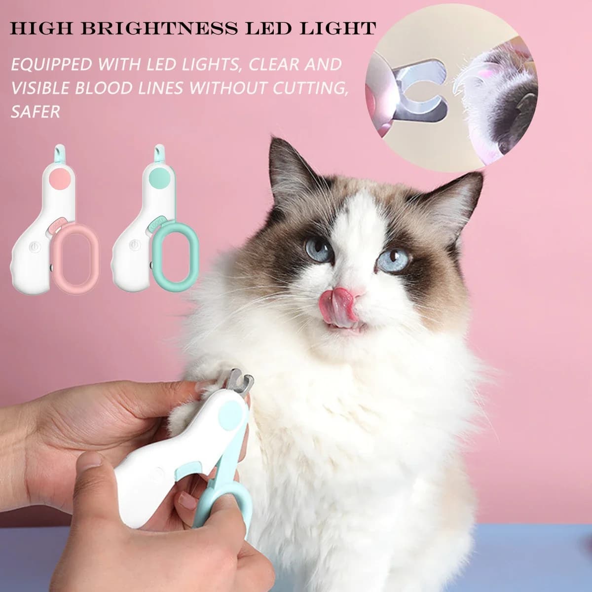 LED Light Cat Dog Nail Clipper Cutter professionale Pet Claw Trimmer con blocco di sicurezza Puppy Kitten Animals Care Grooming Tool Kit