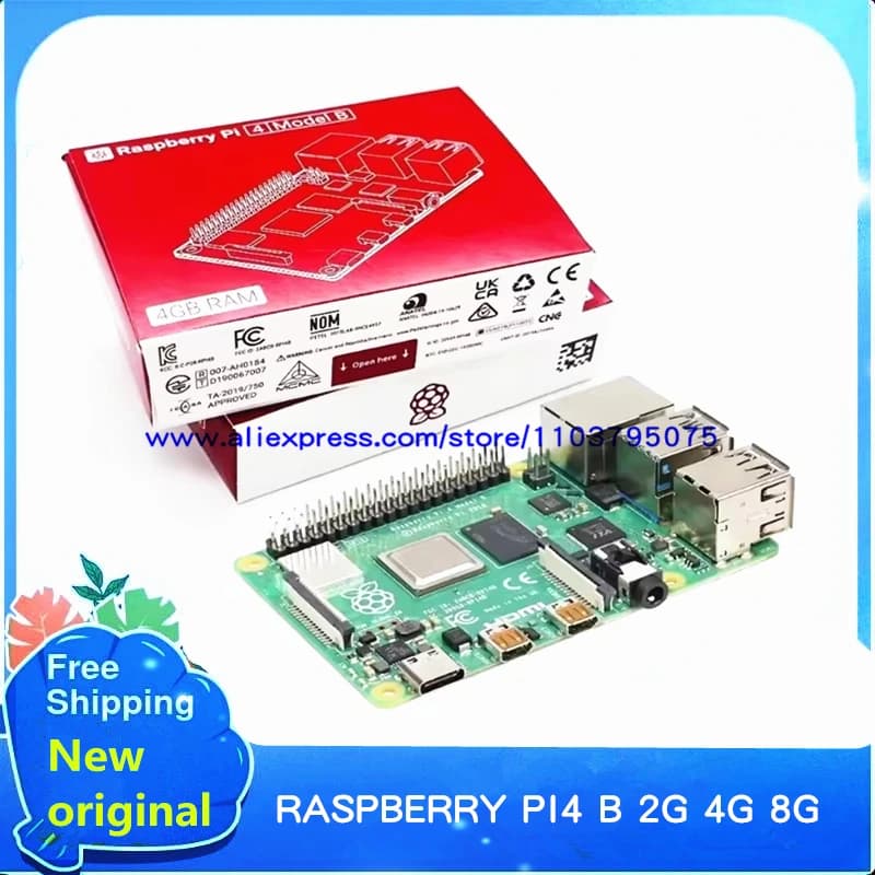 1 pc/lot 100% New Original Raspberry Pi 4 Model B 8GB/4GB/2GB Cortex-A72 ARM v8 1.5GHz Support 2.4/5.0 GHz Bluetooth 5.0