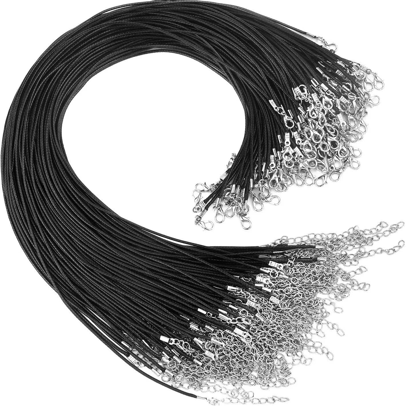 10pcs 45cm intrecciato regolabile in pelle nera corda di cera corda fai da te collana fatta a mano ciondolo aragosta catenaccio catene di gioielli