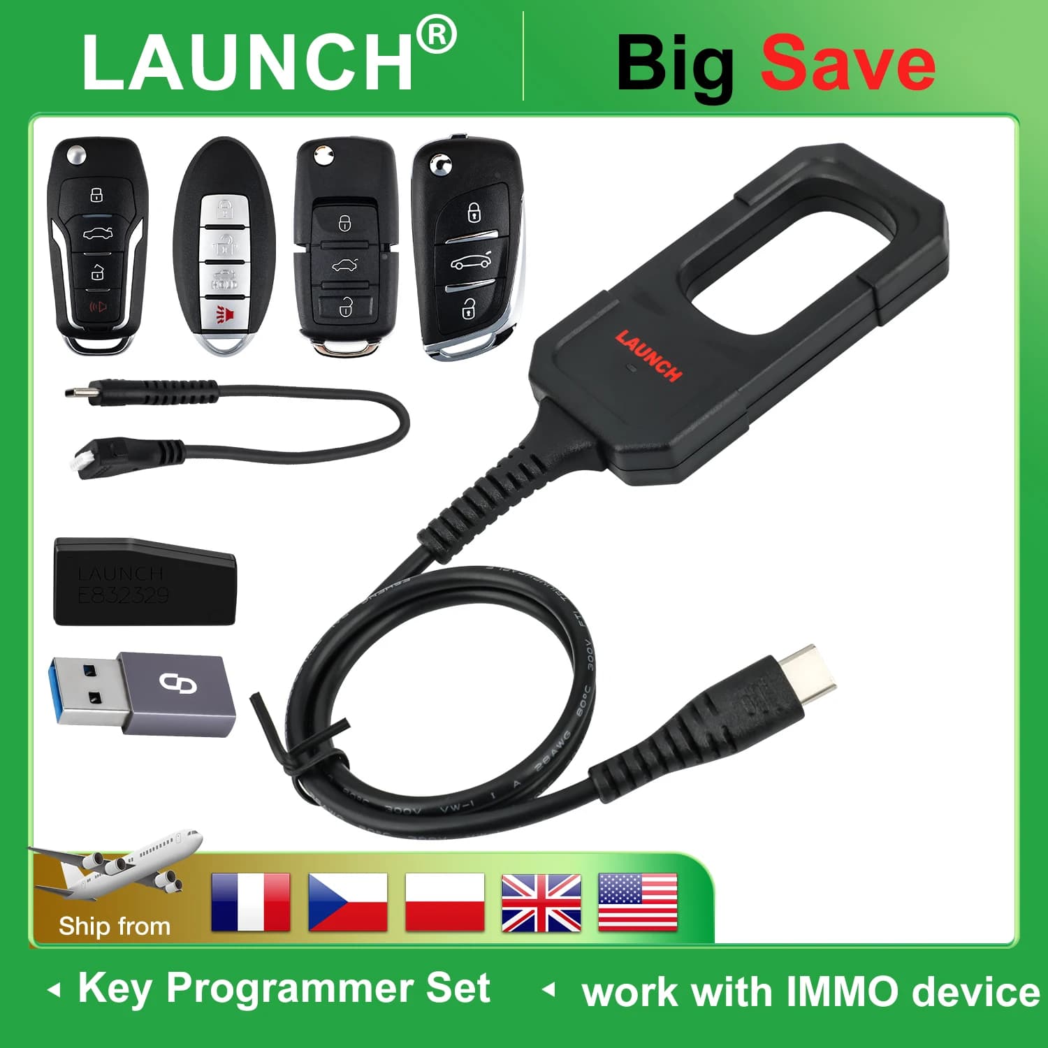 LAUNCH X431 Programmatore di chiavi Set di 4 chiavi Gli strumenti di programmazione IMMO funzionano con X431 PAD V/IMMO ELITE/IMMO PLUS /PROG 3