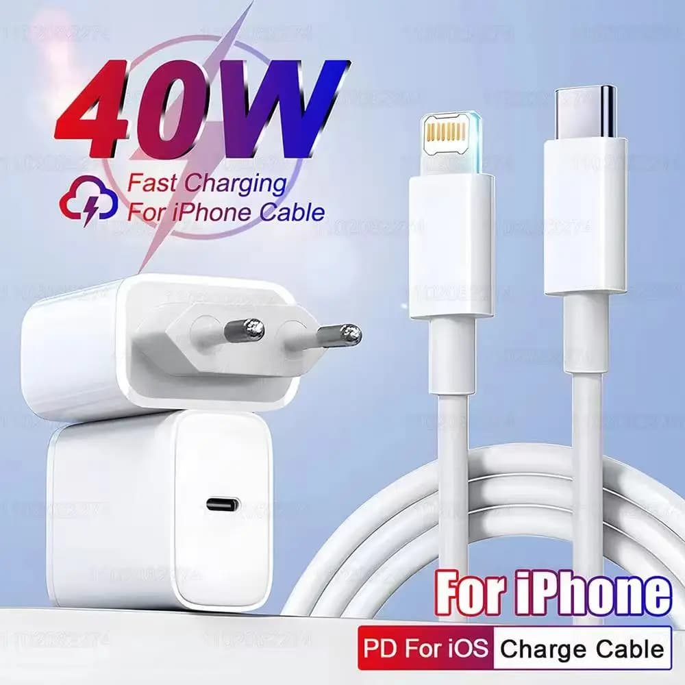 Caricatore rapido PD 40W per iPhone 14 13 12 11 15 16 Pro Max Caricatore del telefono per iPhone 15 16 Plus Cavo USB C Linea dati di ricarica rapida