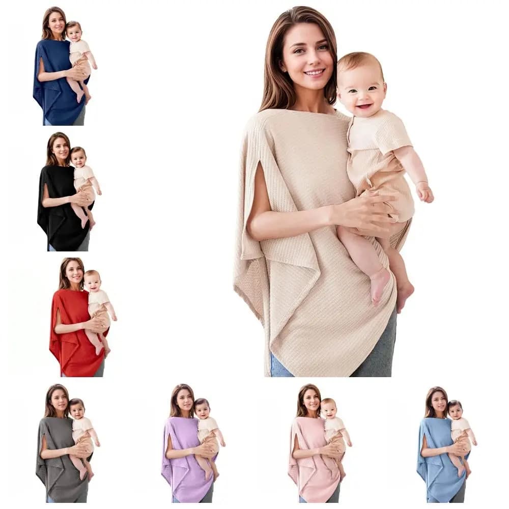 NEW Soft Nursing Cover for Breastfeeding Breathable Waffle Knit Nursing Poncho Windproof Stretchy Privacy Poncho For Pumping