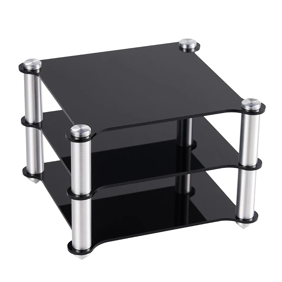 Rack in lega di alluminio acrilico Decodificatore HIFI Amplificatore Amplificatore per cuffie Rack di stoccaggio a doppio strato