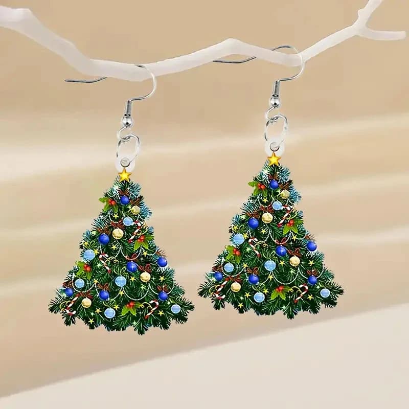 Nuovo unico colorato albero di Natale ciondolo gancio per l'orecchio per le donne tendenza della moda personalizzato ragazze festa regalo di gioielli per le vacanze