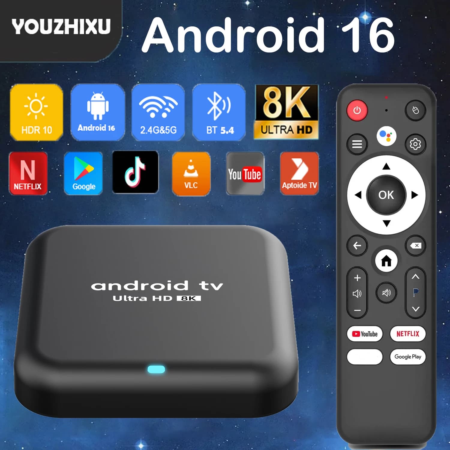 Box TV Android 16 8GB+256GB Rockchip RK3518 Q18 con Assistente Google, Video 8K, Bluetooth 5.4, Lettore Multimediale, Set-Top Box Ultra Veloce