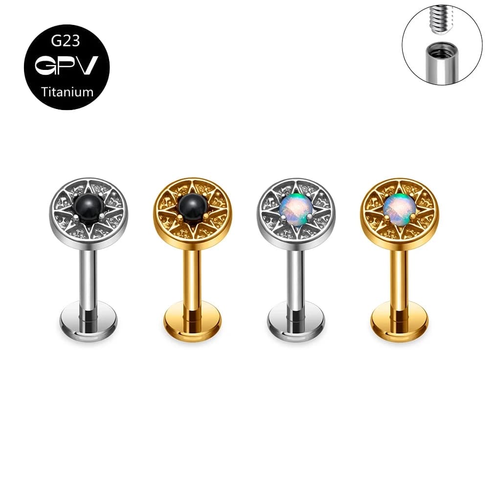 ASTM G23 Titanium Lip Stud Aurora Opal Light Luxury Women's Ear Stud Piercing Jewelry Auricular Cartilage Stud