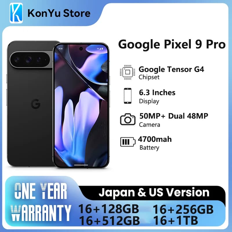 Nuovissimo Google Pixel 9 Pro 6,3 pollici OLED, 120Hz 4700 mAh 27W con ricarica via cavo Google Tensor G4 16GB RAM NFC IP68 50 MP Smartphone