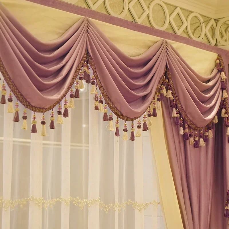 Curtains Floor-to-ceiling Window Door For Villa Light Luxury Pink Curtains For Living Room Bedroom Velvet Cloth Pearl Gauze