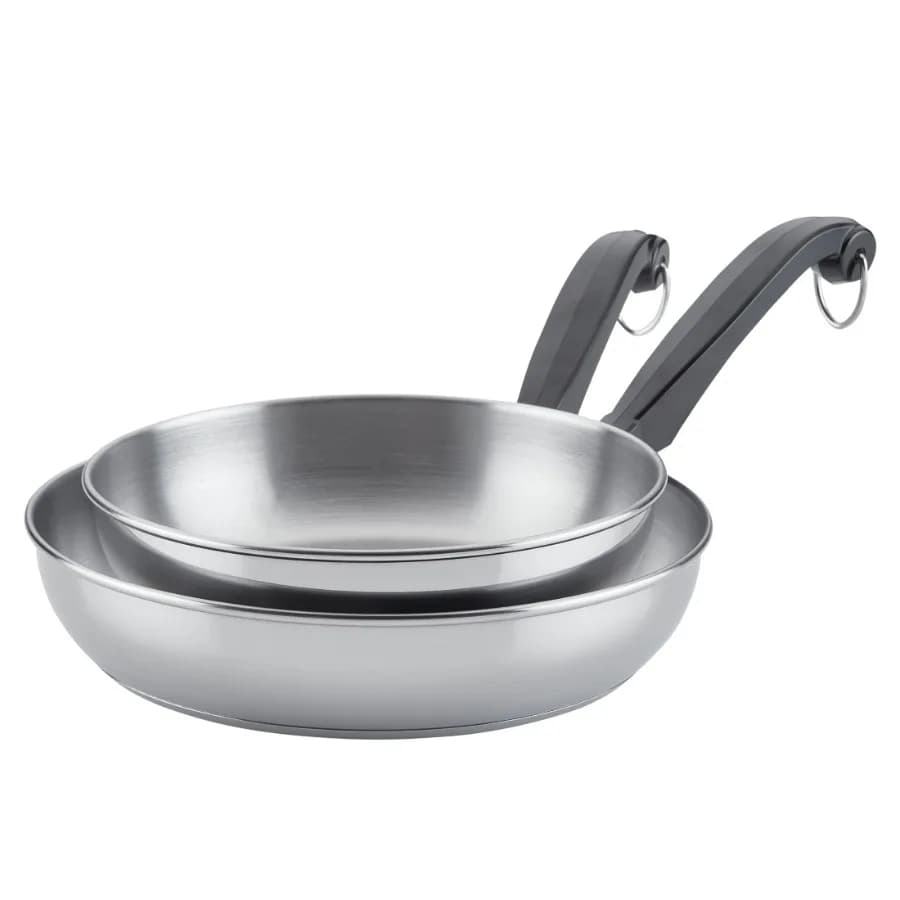Classic Series 2 Pcs Stainless Steel Frying Pans Skillet Set Induction Compatible Metal Utensil and Dishwasher Safe 8.25 Inch a