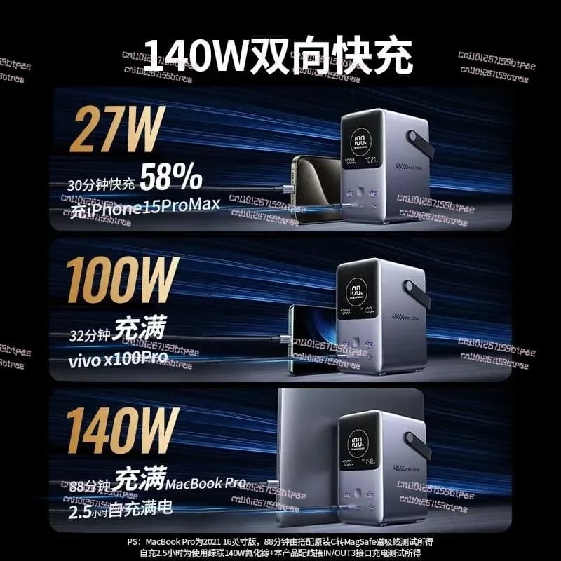 Caricabatterie Portatile da 300W 48000mAh con Ricarica Rapida, Power Bank 6 in 1 con Display LED, Stazione di Alimentazione Portatile
