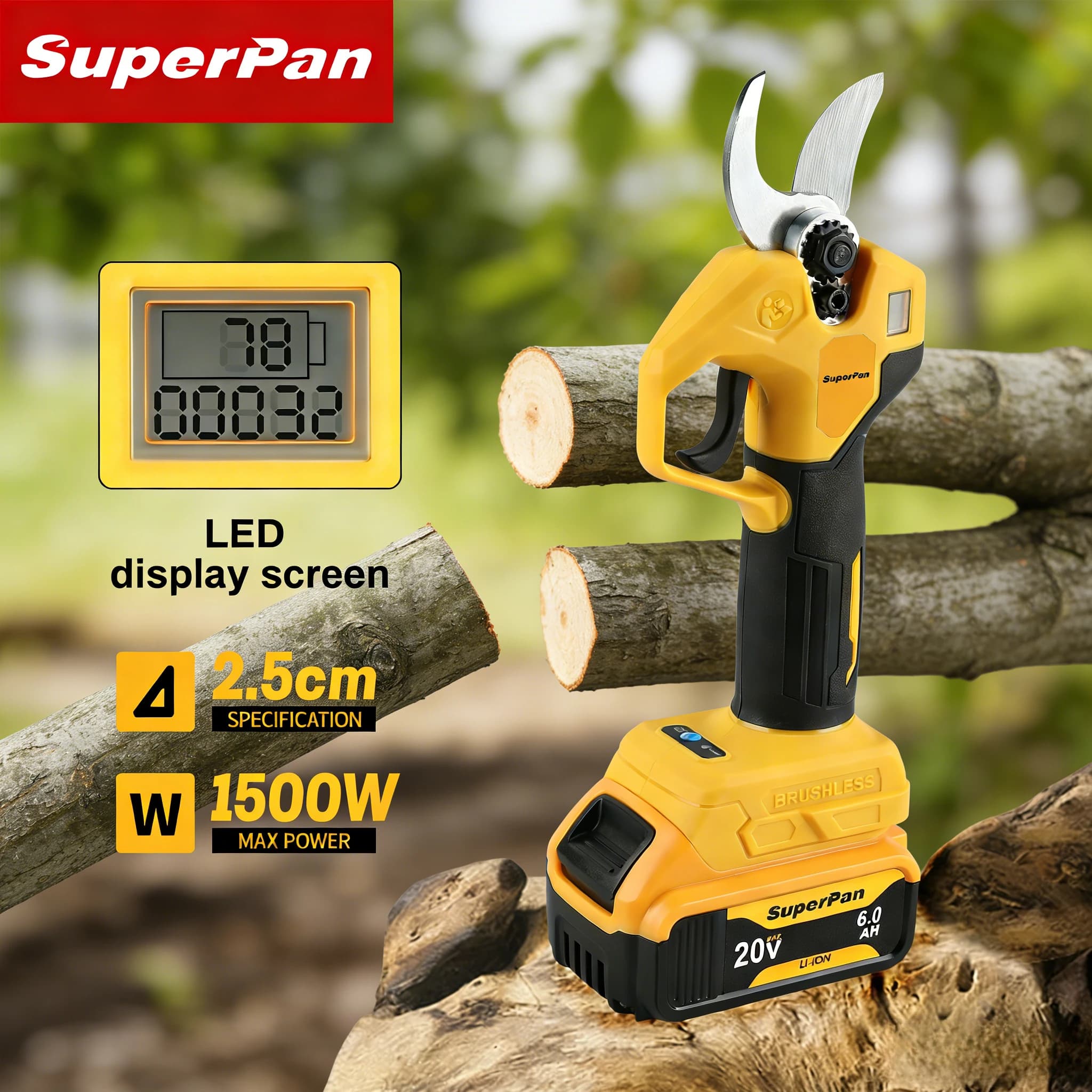 SuperPan Wireless Power Drills with Battery, Brushless Motor 1500W, 55mm SK5 Blade for Dewalt Battery 20V