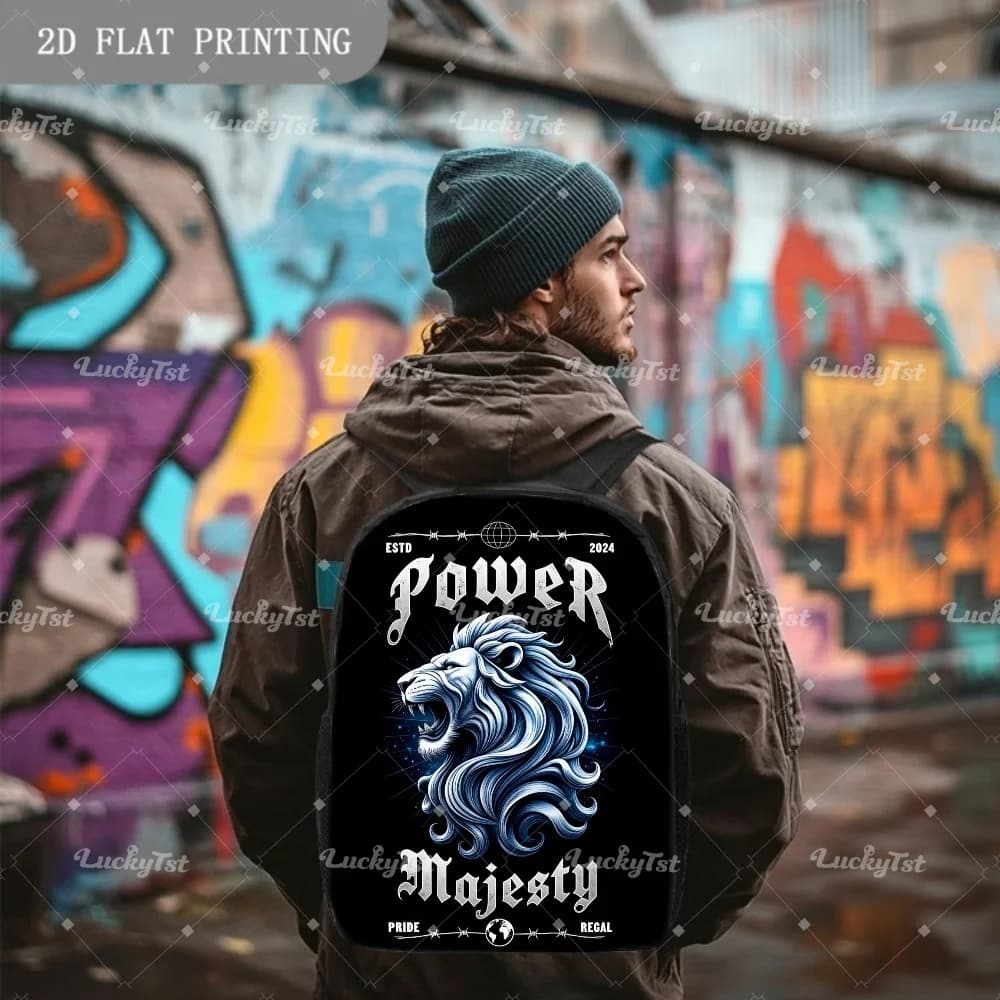 Zaino stile street Blue Lion | Zaino Pratico e Resistente, Motivo Leone Blu Vivace, Costruzione Robusta, Standard