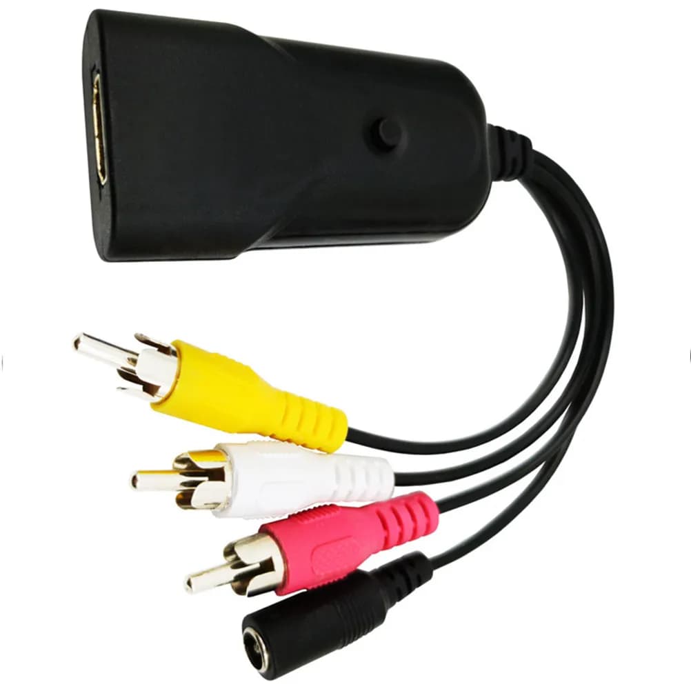 Convertitore Video RCA AV per TV, Adattatore Nero Compatibile con 1080P NTSC PAL, Plug & Play, Basso Consumo, Cavo Scaler
