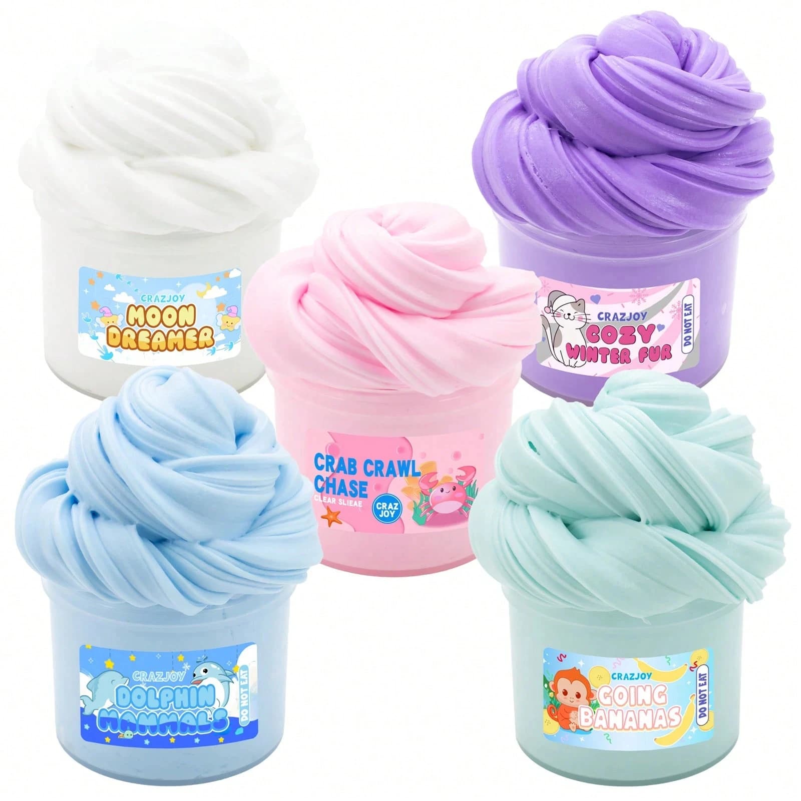 5 Pack Butter Slime Kit, Non-Sticky Soft & Stretchy Slime for Kids