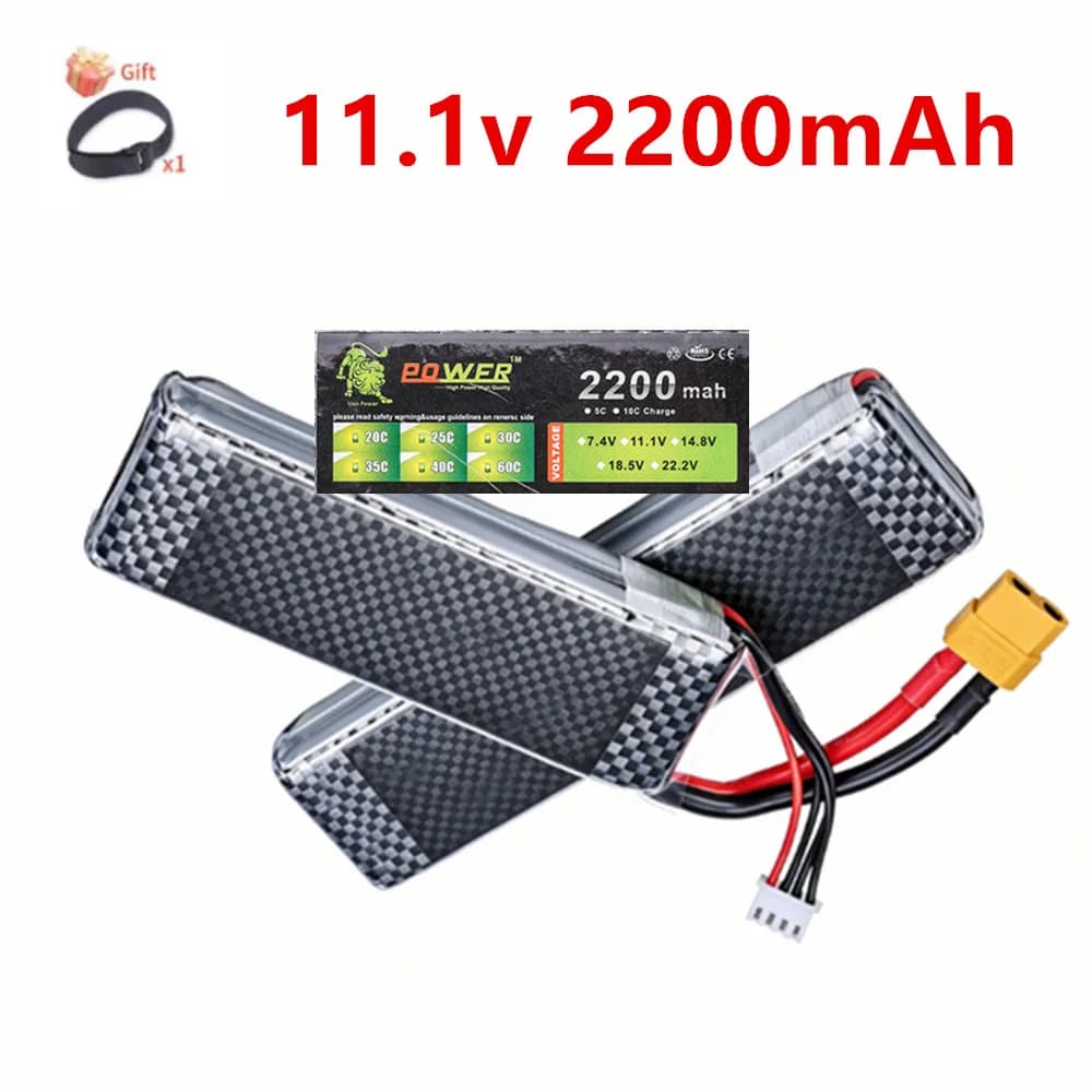 3S 11.1V 2200mAh 35C Lipo Battery with T/XT60 Plug, for RC Helicopter, Quadcopter, Car Airplane -Universal 3S 11.1v Battery
