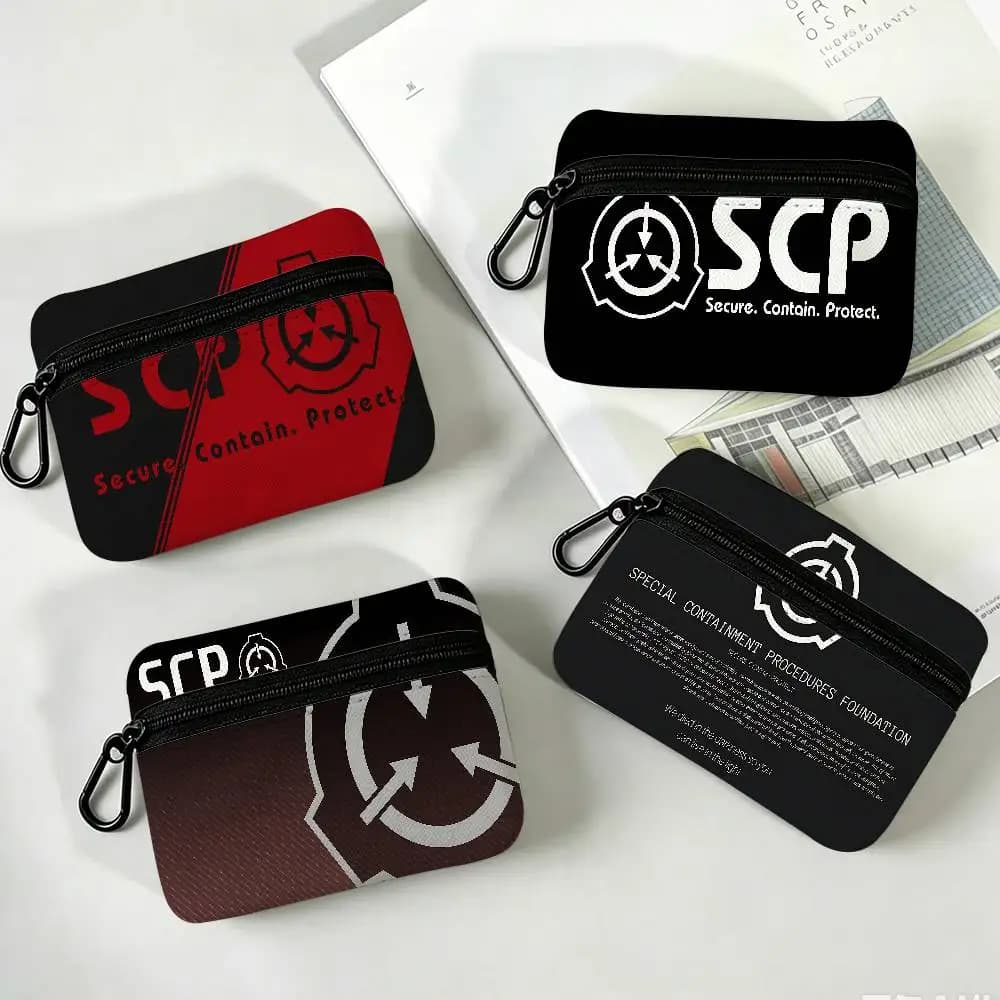S-SCP Foundation Multifunctional Oxford Cloth Small Pouch With Hook Mini Coin Wallet Earbud Storage Bag