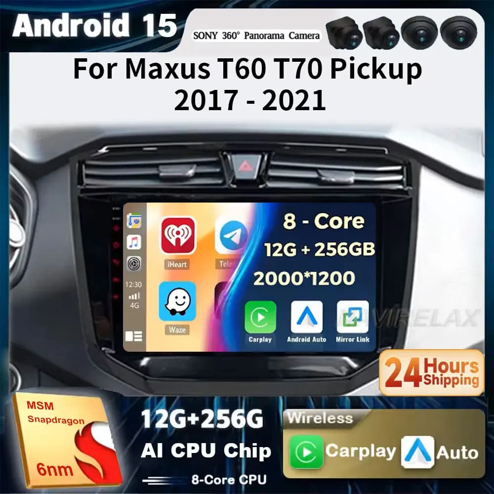 10 Sistema Android 15 Per Maxus LDV T70 T60 MG Extender 2017 - 2022 Autoradio Wireless Carplay Auto Multimediale GPS Controllo Vocale DSP