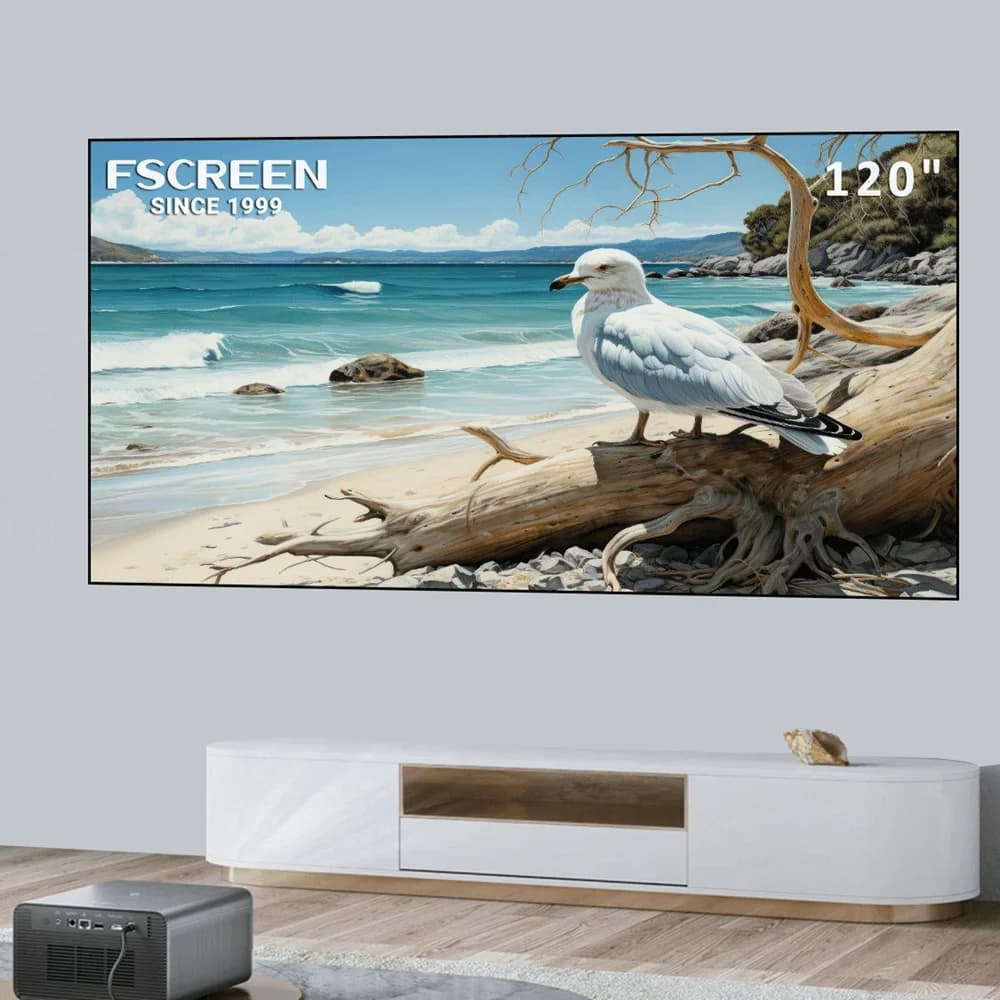 Fresnel Iris Series Schermo per proiettore magnetico arrotolabile Fresnel ALR da 120 pollici per proiettore a lungo raggio Schermo Home Theater 8K UHD