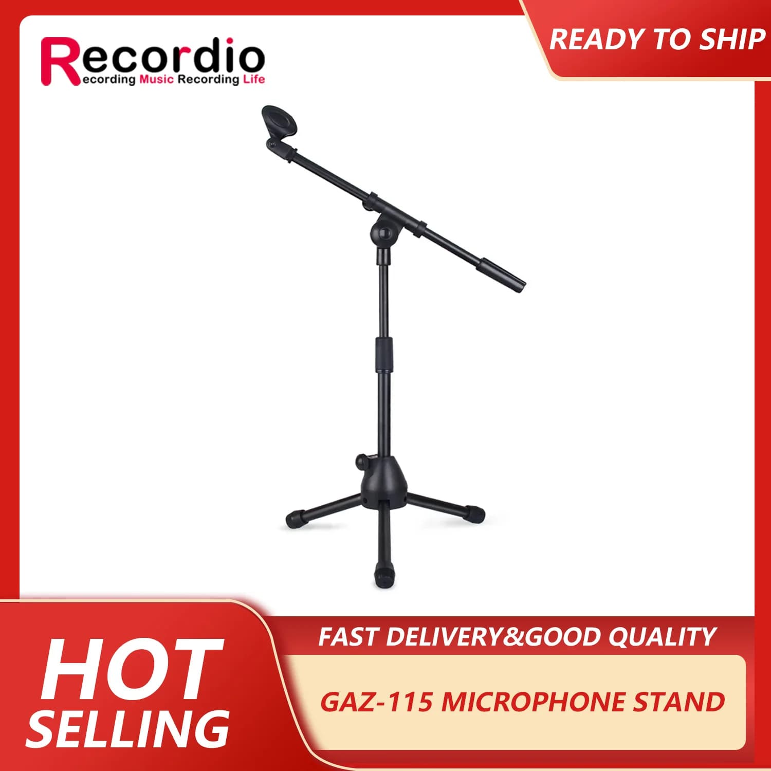 GAZ-115 adjustable floor microphone stand with professional tripod for Radio broadcast studio