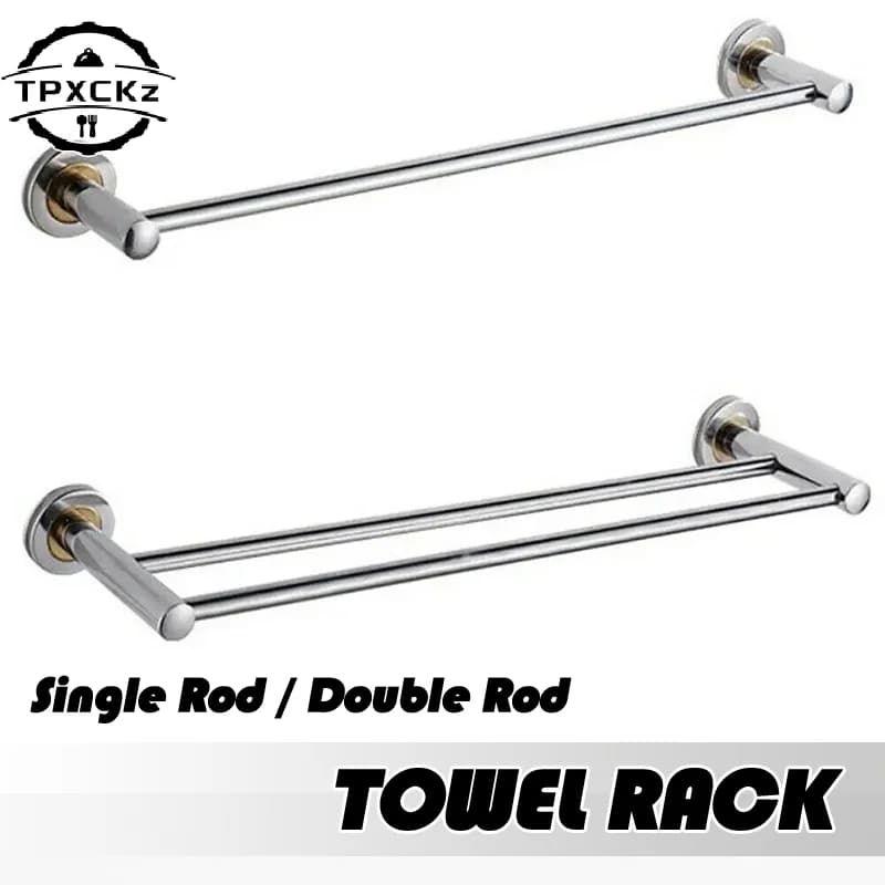 Portasciugamani da Bagno in Acciaio Inox Singolo e Doppio da 50/60CM, Barra Portasciugamani