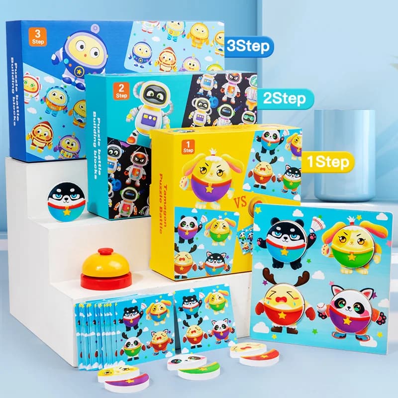 Montessori Doppia Battaglia Building Blocks Puzzle Giocattoli Interattivi Genitore-Figlio Pensiero Logico Apprendimento Giocattoli Educativi Regali